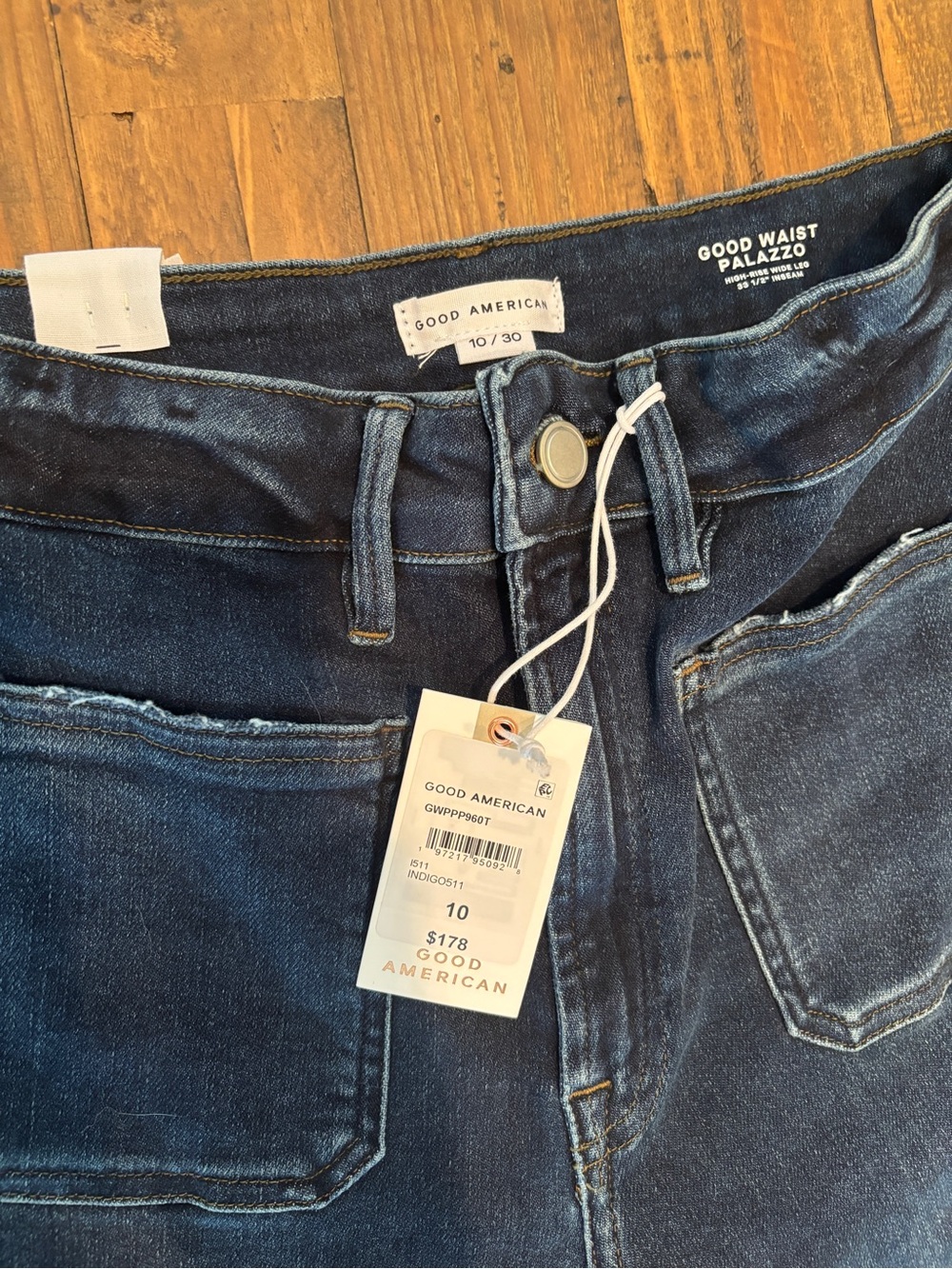 Good American - Good Waist Palazzo Jeans - Wide Leg, High Waisted Jeans - Picture 4 of 5